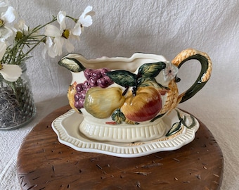 Ceramic Harvest Gravy Boat & Matching Underplate