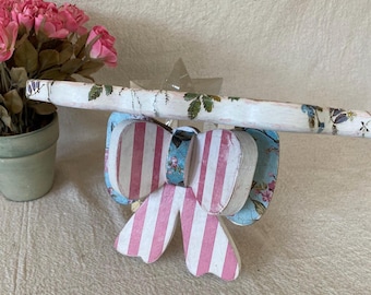 Upcycled Little Girls Nursery or Bedroom Wood Bow Wall Shelf