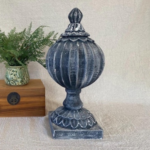 Black Chippy Distressed Finial for Shelf Styling or Gift Giving