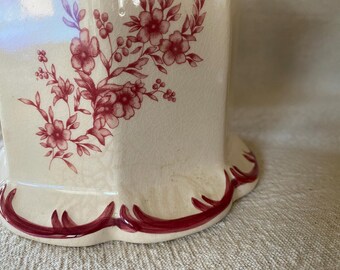 Vintage Cracker Barrel Red Toile Floral 3 Ceramic Canisters SOLD SEPARATELY