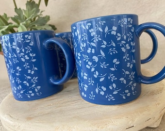 Vintage Blue Botanical Mini Print Coffee Mugs SOLD INDIVIDUALLY