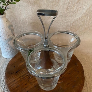 Vintage MCM 3 Cup Rotating Condiment or Salad Dressing Caddy
