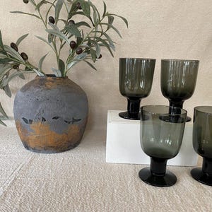 MCM Set of 4 Smoky Grey Wine Goblets
