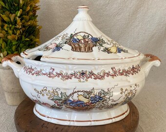 Vintage 1960s Fall Harvest Handpainted Soup Tureen
