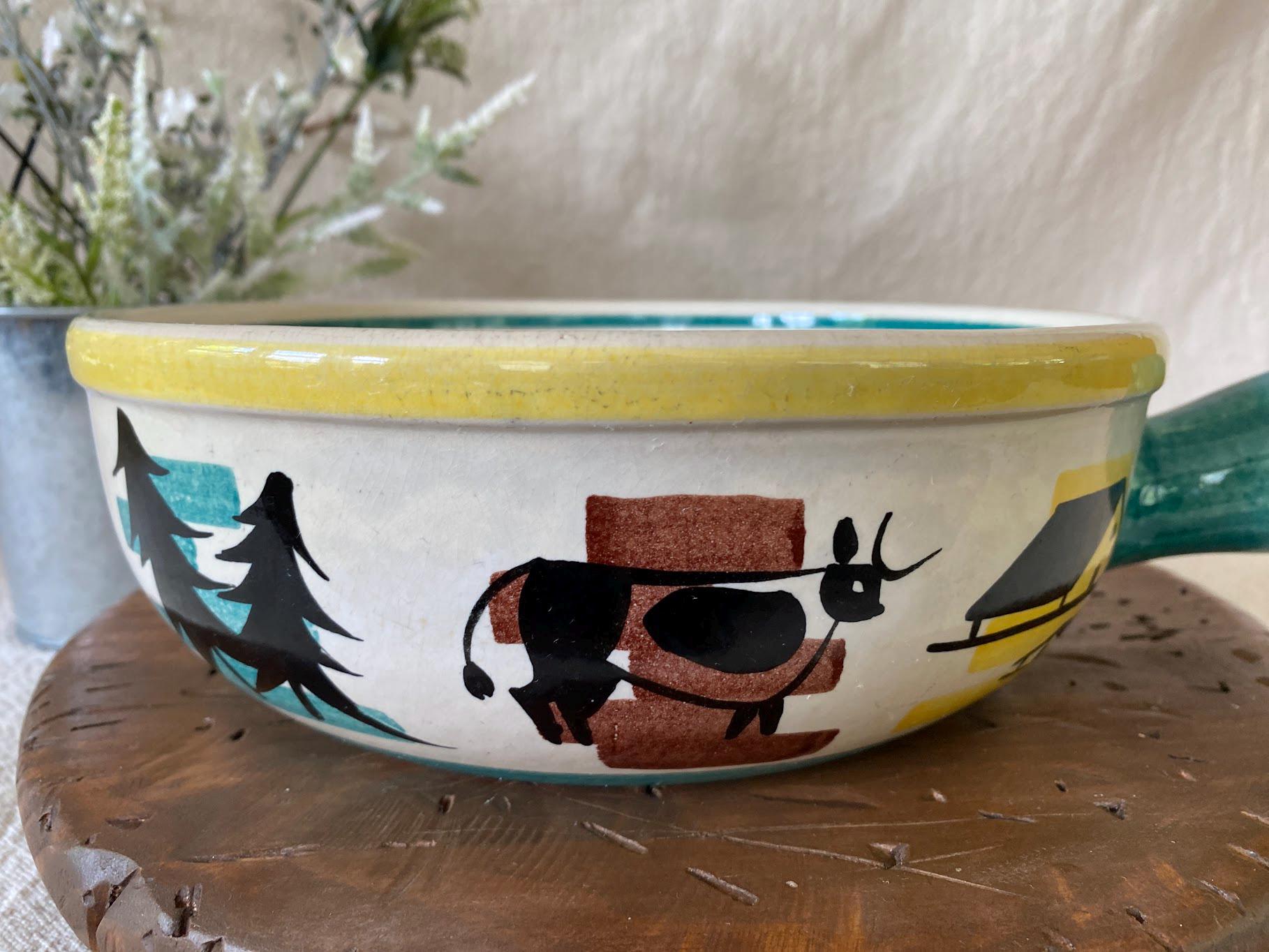 Vintage 1950s Landert Handpainted Handled Ceramic Fondue Pot - Etsy