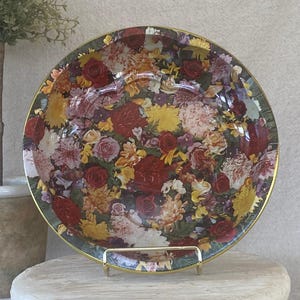 Vintage Daher Decored Ware Floral Tin Bowl Made In England