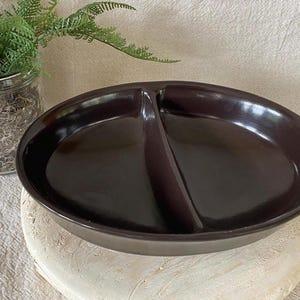 Vintage Franciscan Dark Brown Earthenware Divided Serving Dish