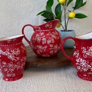 Temptations Red Floral Lace Pitchers SOLD SEPARATELY