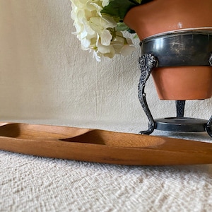 Vintage 1970s Teak Surfboard Style Wood Dresser or Appetizer Tray