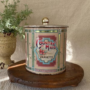 Vintage Country Maid Variety Tin Canister from France