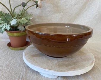 RARE Vintage Pearsons of Chesterfield Stoneware Mixing Bowl Large 10 Inch Brown English Pottery Farmhouse Country Kitchen Decor