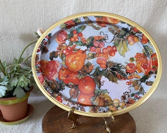 Vintage Daher "Bountiful Harvest" Large Oval Aluminum Serving Tray