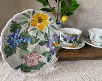 Vintage 1970s Fortebracci From Italy Ceramic Coffee Or Teacup Sets & Salad Plate