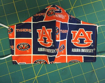 Auburn University Alabama adult face mask nose bridge elastic ear loops