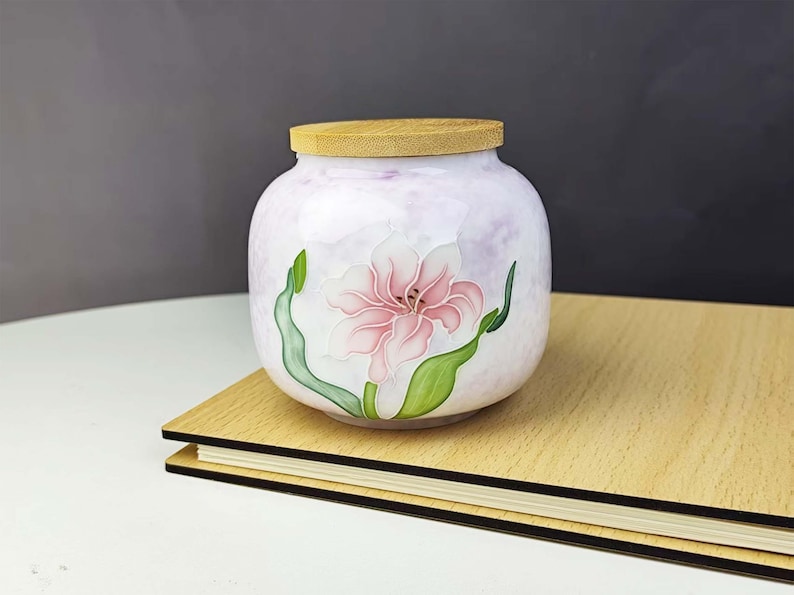 Mini-Keramiktöpfe für Haustierurne, einzigartige Hundeasche für Memory Pot, kleine Urne für menschliche Asche, glasierte Keramiktopf für Familienasche-Gedächtnisgeschenke Lily