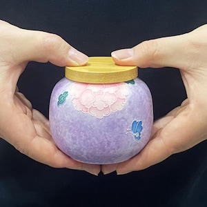 Mini-Keramiktöpfe für Haustierurne, einzigartige Hundeasche für Memory Pot, kleine Urne für menschliche Asche, glasierte Keramiktopf für Familienasche-Gedächtnisgeschenke Peony