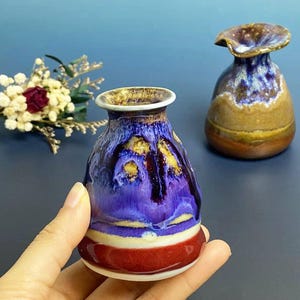 Unique Miniature Vase Desk Decor Gifts for Mom, Cute Mini Mommy Pot Handmade Tiny Pottery, Keepsake Miniature Small Flower Vase Gift for Her