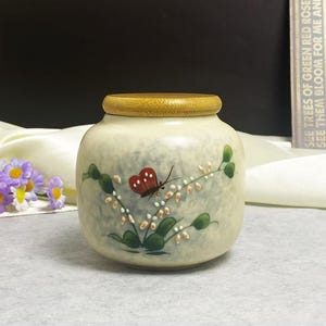 Mini-Keramiktöpfe für Haustierurne, einzigartige Hundeasche für Memory Pot, kleine Urne für menschliche Asche, glasierte Keramiktopf für Familienasche-Gedächtnisgeschenke Red Butterfly