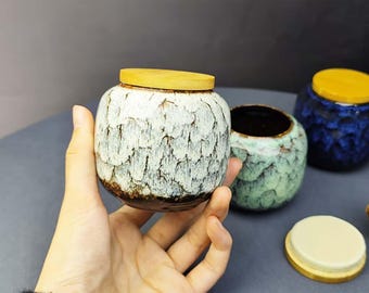 Mini-Keramiktöpfe für Haustierurne, einzigartige Hundeasche für Memory Pot, kleine Urne für menschliche Asche, glasierte Keramiktopf für Familienasche-Gedächtnisgeschenke