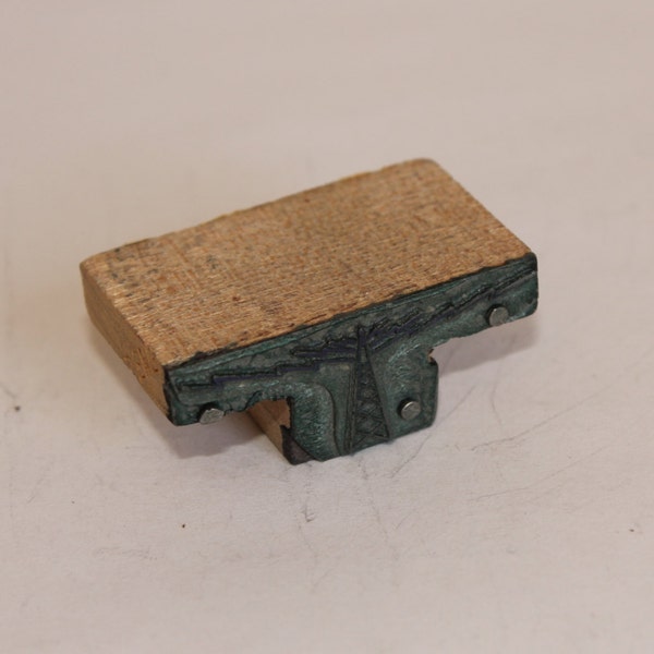 Vintage Letterpress - RADIO TOWER - Printers Block, Type Setting, broadcast, radio waves
