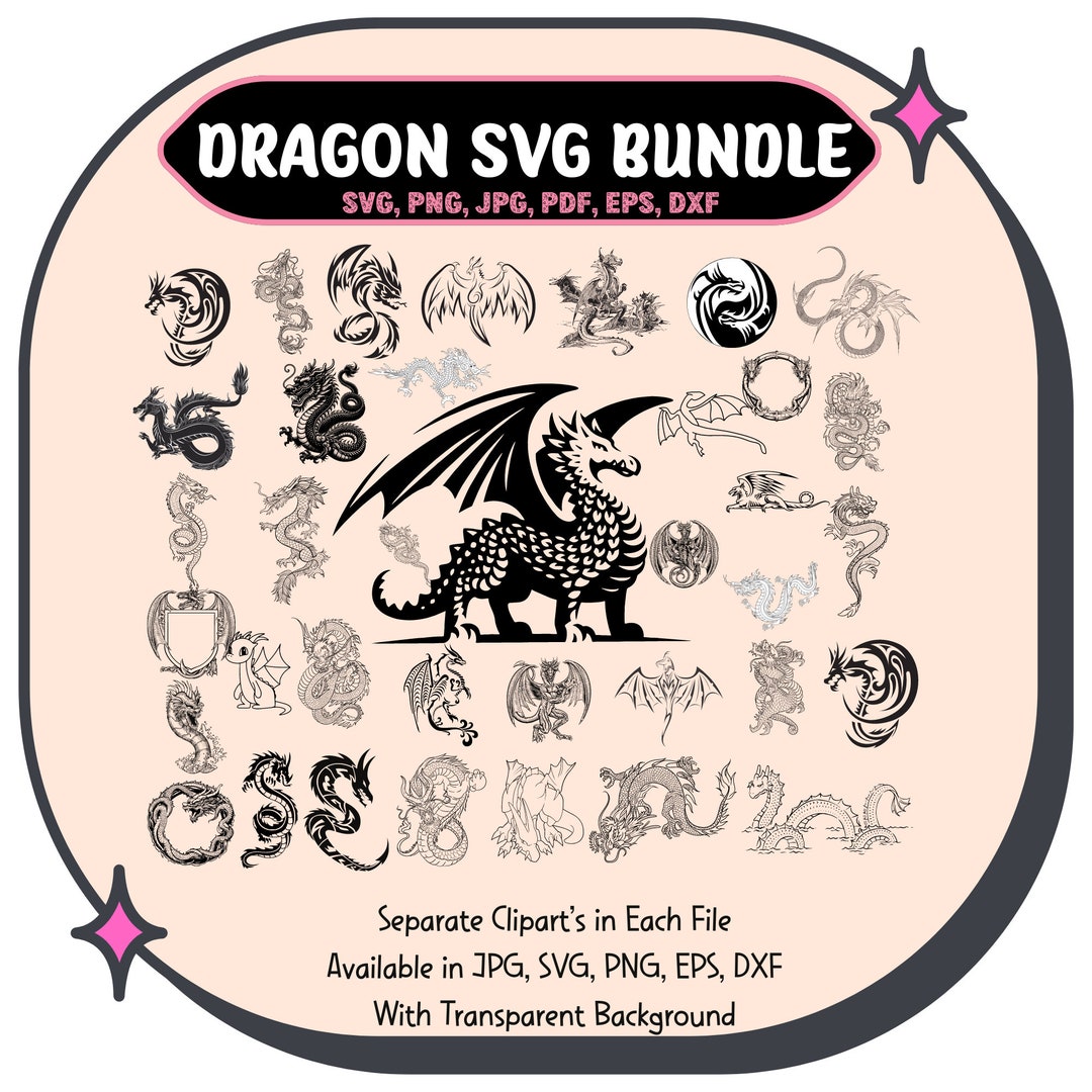 Dragon Svg Bundle, Dragon Svg, Dragon Cut File, Dragons Head, Dragon ...