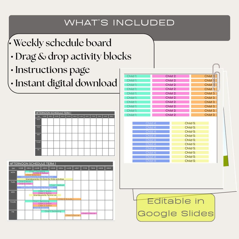 After School Schedule Template | Kids Activity Planner | Family Weekly ...