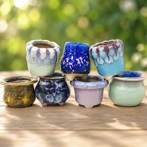 Cute Mini Vase Mommy Pot Desk Decor Gifts for Her, Unique Handmade Tiny Plant Pot, Miniature Multi Color Glazed Pottery Gifts for Mom.