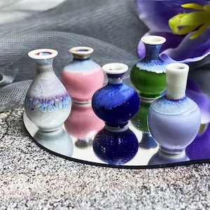 Cute Tiny Vase for Cat Whiskers Desk Decor Gifts for Her, Handmade Tiny Pottery Unique Gifts for Mom, Miniature Bud Ceramic Vase Gifts.