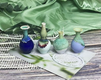 Cute Tiny Vase for Cat Whiskers Desk Decor Gifts for Her, Handmade Tiny Pottery Unique Gifts for Mom, Miniature Bud Ceramic Vase Gifts.