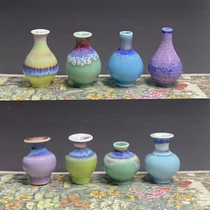 Cute Mini Flower Vase Mommy Pot Desk Decor Gifts for Her, Handmade Tiny Pottery Unique Gifts for Mom, Miniature Bud Ceramic Vase Gifts.