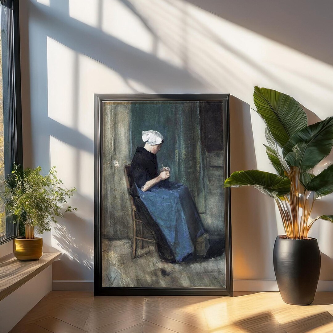 Van Gogh Knitting Poster Vintage Art Print for Craft Room