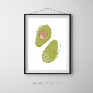 Abstract Avocado Kitchen Print: Modern Minimalist Wall Art (Digital Download)