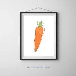 Modern Abstract Carrot Print: Kitchen Vegetable Poster (Digital Download