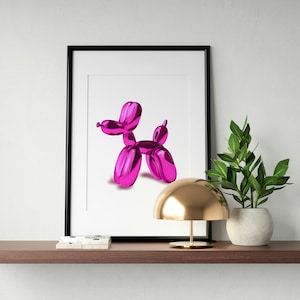 Pink Balloon Dog Wall Art | Preppy Printable Poster for Teens | Trendy Dorm Room Decor | Cute Pop Art Style | Instant Download