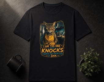 Funny Cat Shirt I Am The One Who Knocks Things Off Counters At 3am | Cat Mom Gift | Sarcastic Cat Tee | Cat Lover Gift