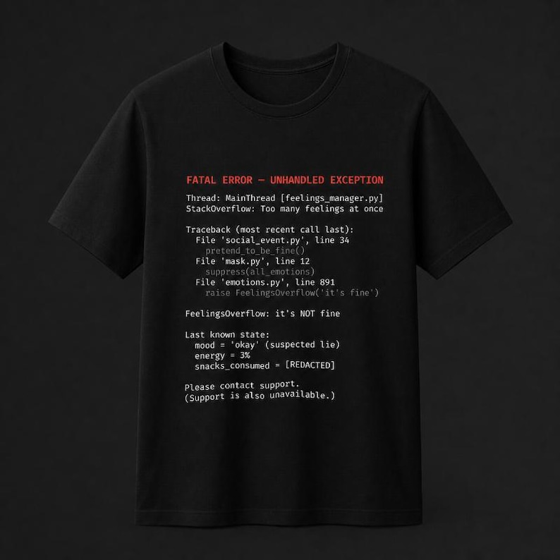 Funny Developer Tee | Stack Overflow Feelings, Programmer Humor Shirt image 1