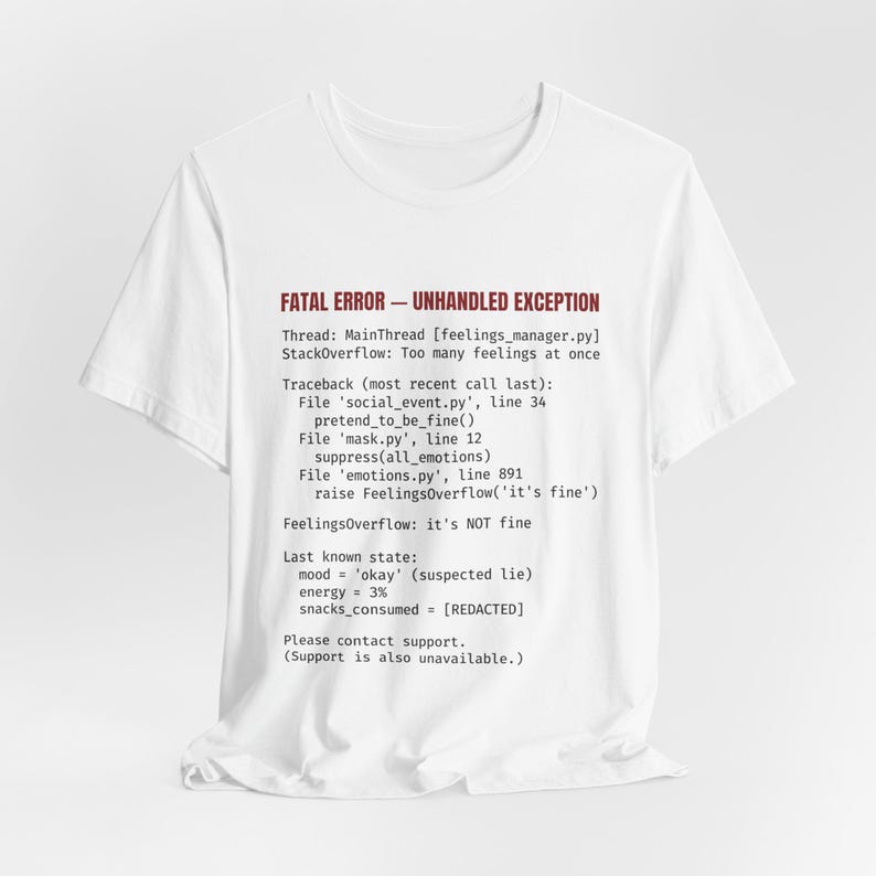 Funny Developer Tee | Stack Overflow Feelings, Programmer Humor Shirt image 5