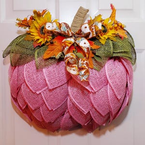 Fall Pink Pumpkin Wreath