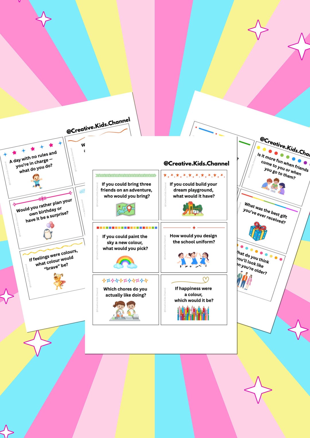 Kids Question Card Conversation Cards for Children (114 Questions!!). for Home, School ...