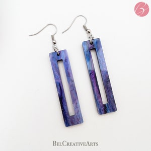 Purple earrings, geometric earrings, acrylic earrings, dangle earrings, drop earrings, handmade earrings, birthday gifts for her