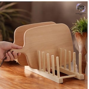 7-Grid Wood Dish Rack: Kitchen Pantry Organizer