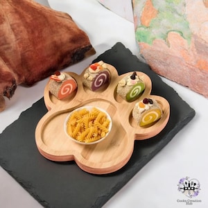 Dog Paw Shaped Bamboo Serving Tray, Bamboo Saucer Multifunctional, Kitchen Decorative Plate, Bamboo Snack Table, Food Cake Dish, Home Decor
