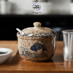 1pcs Japanese Style Spice Jar, Food Storage, Seasoning Jar With Lid And Spoon, Spice Container, Creative Kitchen Design, Kitchen Storage Jar