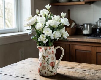 Vintage Vase | Decorative Milk Can | French Style Flower Vase | Decorative Farmhouse Pitcher