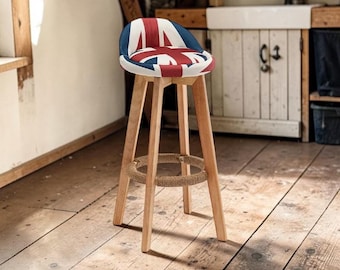 Nordic Style Wood Bar Swivel And Height-Adjustable Stools | Rustic Wood Kitchen Chairs | Minimalist Design Bar Furniture
