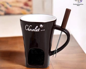 Ceramic Chocolate Fondue Cup, Mini Fondue Pot, Christmas Gift