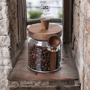 Airtight Glass Jar With Lid And Spoon, Coffee Beans Jar With Lid And Spoon, Food Organizer, Glass Container, Kitchen Organizer, Storage Can