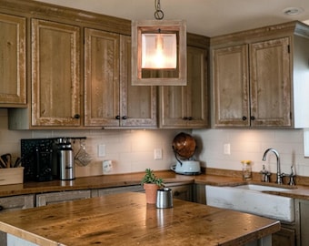 American-Style Retro Wooden Vintage Pendant Light for Restaurant, Kitchen, Bar