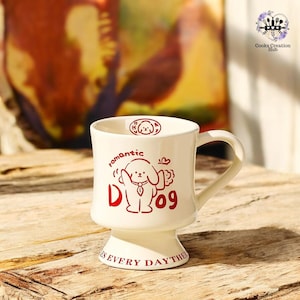 Taza de cerámica pintada a mano con forma de perro, de 13,53 oz, creativa, para el desayuno, para el té, para la leche, para el café expreso, para el chocolate caliente y para regalar