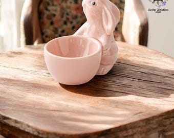 Creative Ceramic Egg Tray, Bunny Haped Egg Holder Tableware, Kitchen Accessories, Easter Bunny Party Supplies, Artistic Egg Holder Dish